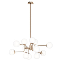 Lampadario Sospensione Erich Metallo Oro rosa 12 Luci Diffusori Bianchi