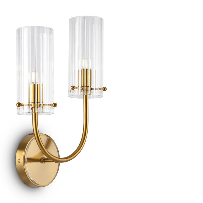 Applique Contemporanea Arco Struttura In Metallo Ottone 1 Luce Diffusore Vetro