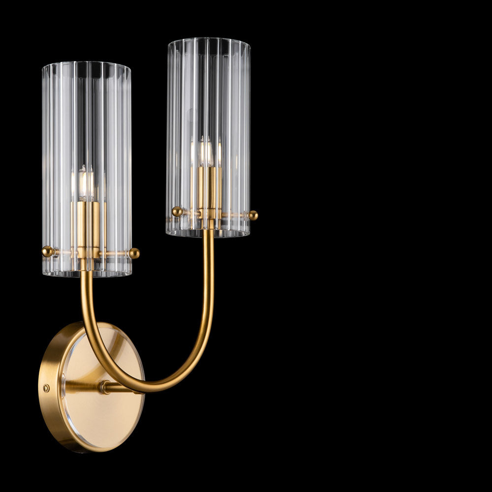 Applique Contemporanea Arco Struttura In Metallo Ottone 1 Luce Diffusore Vetro