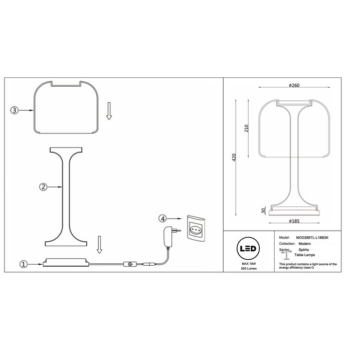 Lampada Da Tavolo Mod286Tl-L18B3K