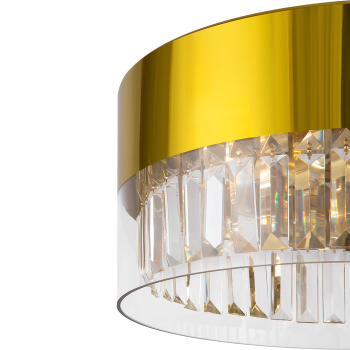 Lampadario Contemporaneo Wonderle Acciaio Oro 4 Luci Diffusori Vetro