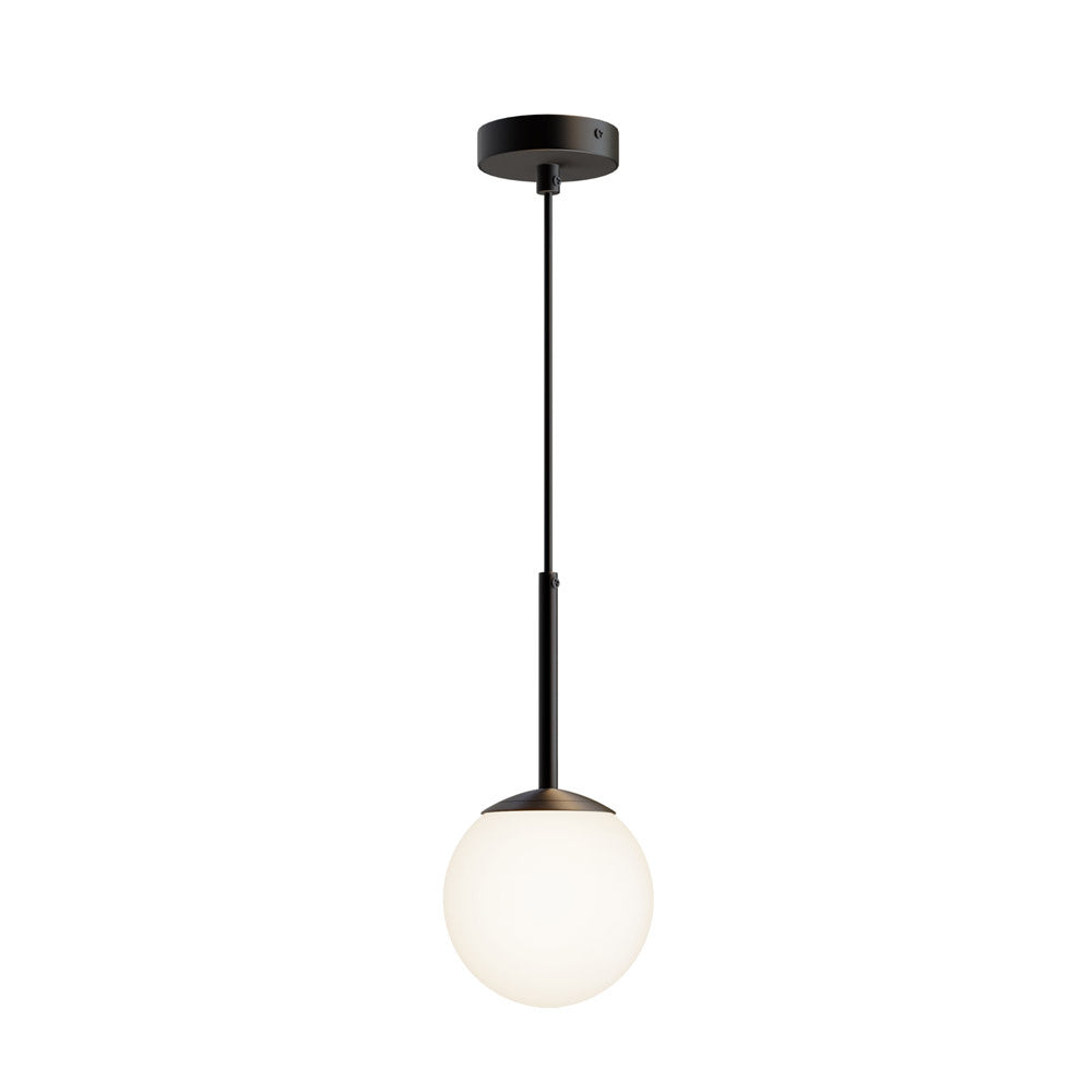 Lampadario Minimal Basic Form Piccola In Metallo Nero 1 Luce E Diffusore Bianco