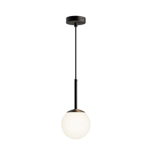 Lampadario Minimal Basic Form Piccola In Metallo Nero 1 Luce E Diffusore Bianco