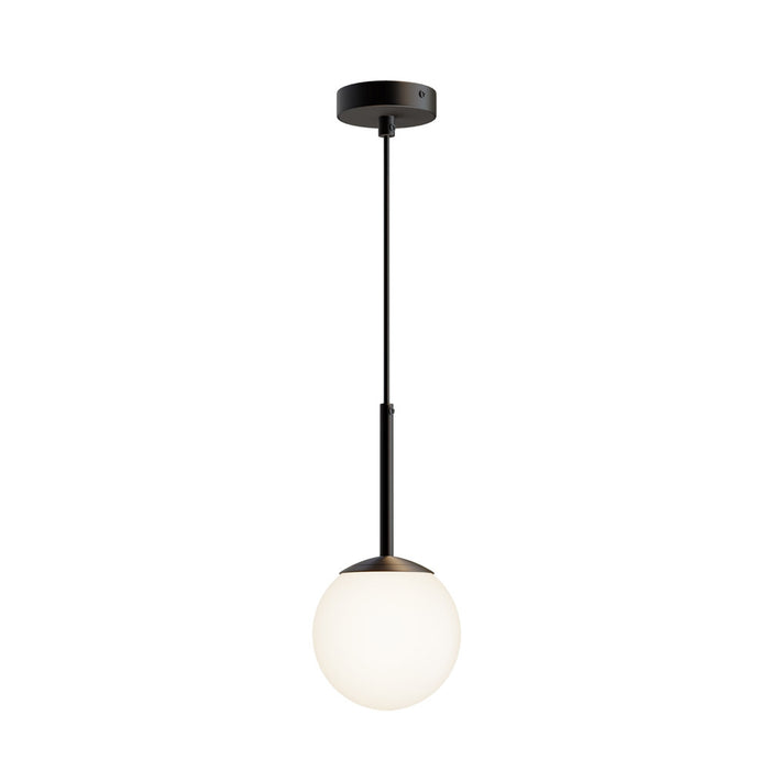Lampadario Minimal Basic Form Piccola In Metallo Nero 1 Luce E Diffusore Bianco