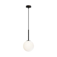Lampadario Minimal Basic Form Gree Metallo Nero 1 Luce Diffusore Bianco