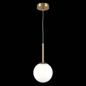 Lampadario Minimal Basic Form Piccolo In Metallo Oro 1 Luce E Diffusore Bianco