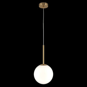 Lampadario Minimal Basic Form Gree Metallo Oro 1 Luce Diffusore Bianco