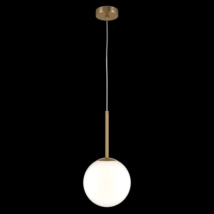 Lampadario Minimal Basic Form Gree Metallo Oro 1 Luce Diffusore Bianco
