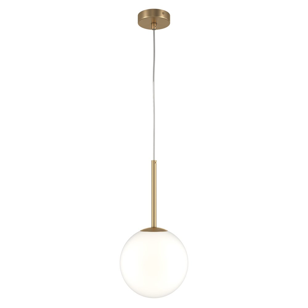 Lampadario Minimal Basic Form Gree Metallo Oro 1 Luce Diffusore Bianco