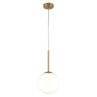Lampadario Minimal Basic Form Gree Metallo Oro 1 Luce Diffusore Bianco