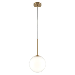 Lampadario Minimal Basic Form Gree Metallo Oro 1 Luce Diffusore Bianco