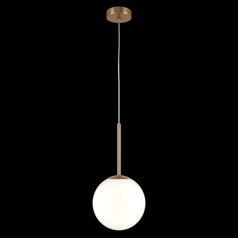 Lampadario Minimal Basic Form Gree Metallo Oro 1 Luce Diffusore Bianco