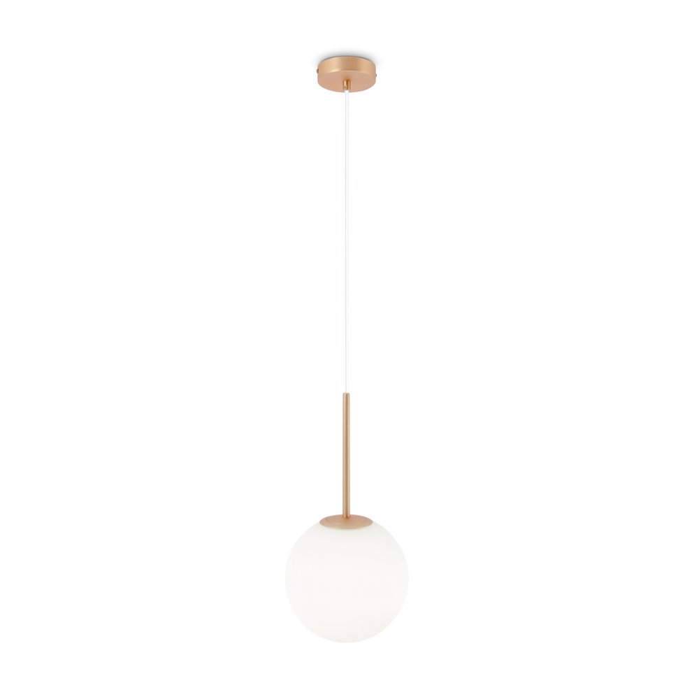 Lampadario Minimal Basic Form Gree Metallo Oro 1 Luce Diffusore Bianco