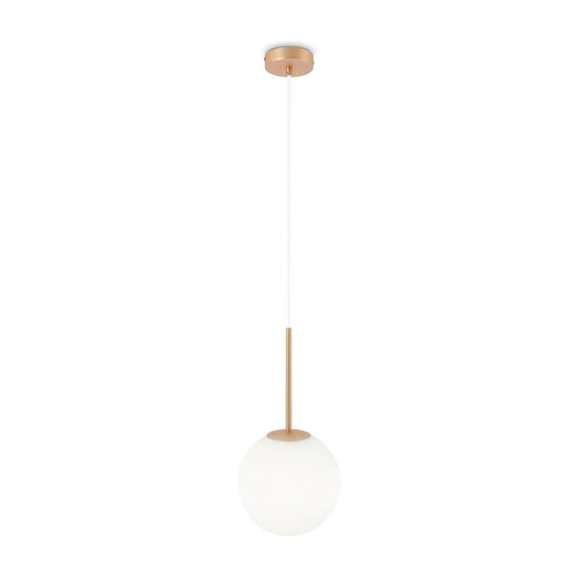 Lampadario Minimal Basic Form Gree Metallo Oro 1 Luce Diffusore Bianco