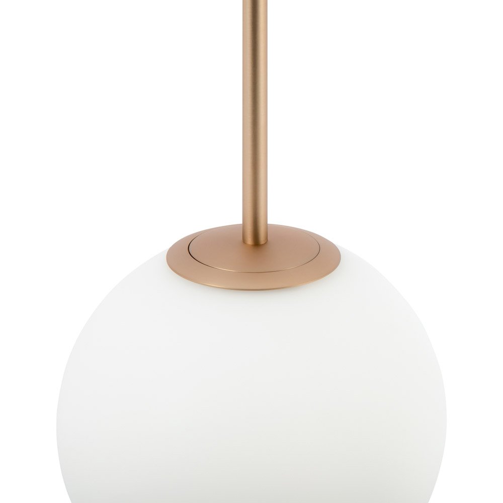 Lampadario Minimal Basic Form Gree Metallo Oro 1 Luce Diffusore Bianco