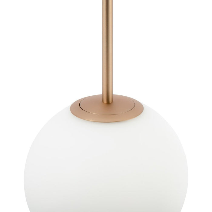 Lampadario Minimal Basic Form Gree Metallo Oro 1 Luce Diffusore Bianco