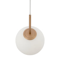 Lampadario Minimal Basic Form Gree Metallo Oro 1 Luce Diffusore Bianco