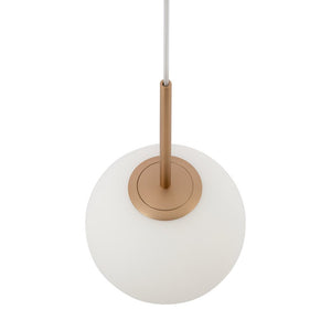 Lampadario Minimal Basic Form Gree Metallo Oro 1 Luce Diffusore Bianco