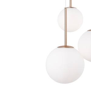 Lampadario Minimal Basic Form Metallo Bianco Oro 3 Luci Diffusori Vetro