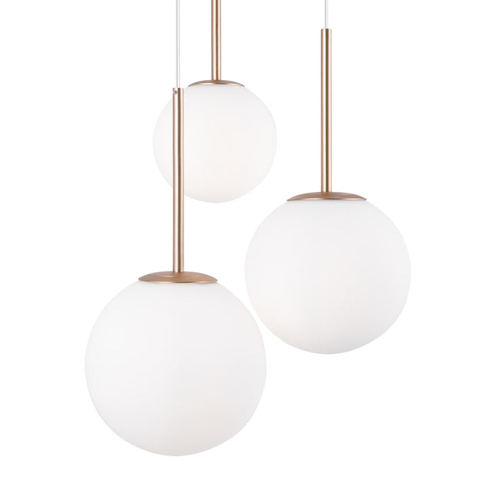 Lampadario Minimal Basic Form Metallo Bianco Oro 3 Luci Diffusori Vetro