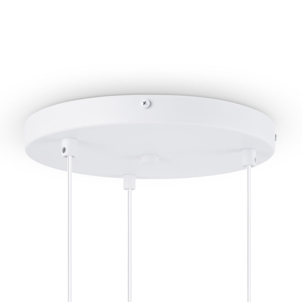 Lampadario Minimal Basic Form Metallo Bianco Oro 3 Luci Diffusori Vetro