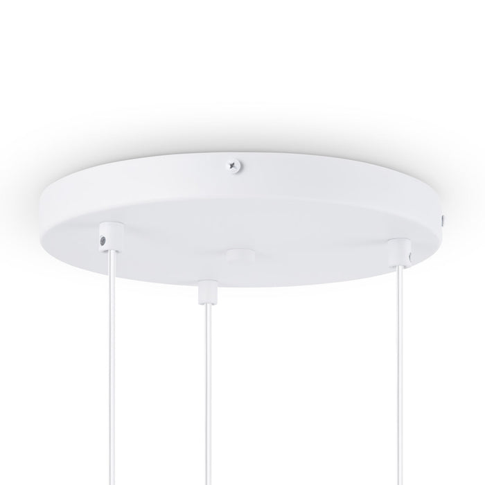 Lampadario Minimal Basic Form Metallo Bianco Oro 3 Luci Diffusori Vetro