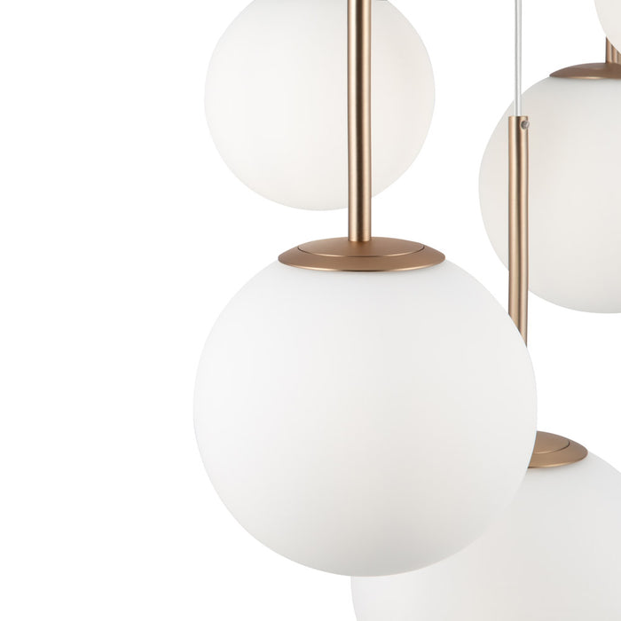 Lampadario Minimal Basic Form Metallo Bianco Oro 5 Luci Diffusori Vetro