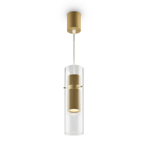 Lampadario A Sospensione Moderno Dynamics Alluminio Oro Vetro 1 Luce Gu10 50W