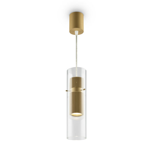 Lampadario A Sospensione Moderno Dynamics Alluminio Oro Vetro 1 Luce Gu10 50W