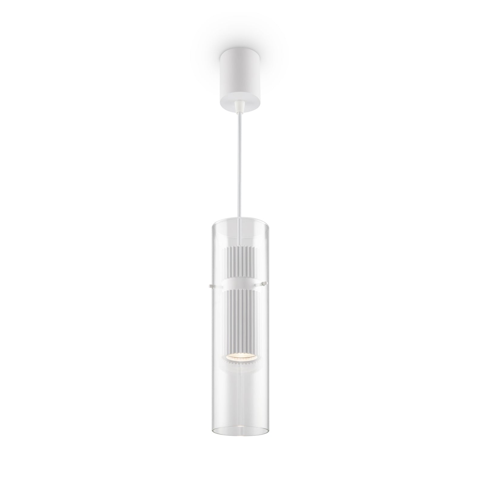 Lampadario Sospensione Moderno Dynamics Alluminio Bianco Vetro 1 Luce Gu10 50W
