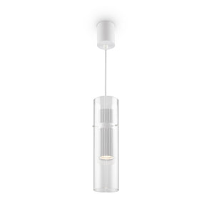 Lampadario Sospensione Moderno Dynamics Alluminio Bianco Vetro 1 Luce Gu10 50W