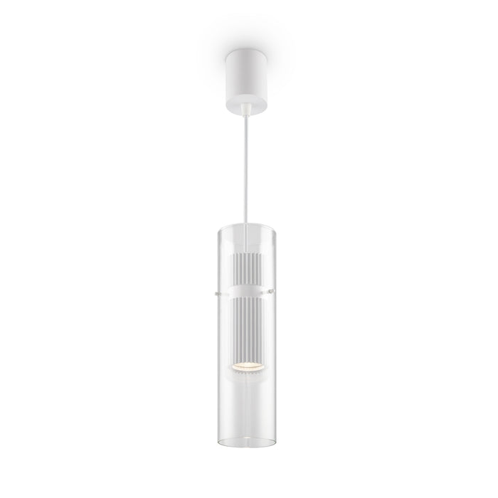 Lampadario Sospensione Moderno Dynamics Alluminio Bianco Vetro 1 Luce Gu10 50W
