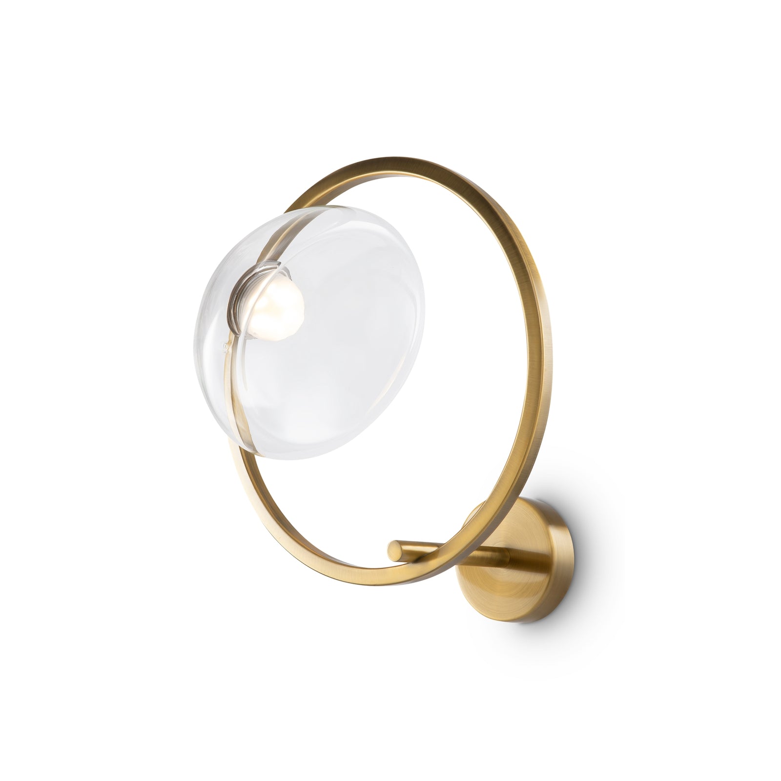 Applique Da Parete Moderno Lunare Metallo Ottone Vetro Led 5W