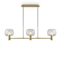 Lampadario Contemporaneo Vision Alluminio Oro 3 Luci Diffusori In Vetro Trasp