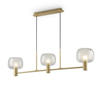 Lampadario Contemporaneo Vision Alluminio Oro 3 Luci Diffusori In Vetro Trasp