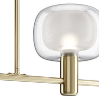 Lampadario Contemporaneo Vision Alluminio Oro 3 Luci Diffusori In Vetro Trasp
