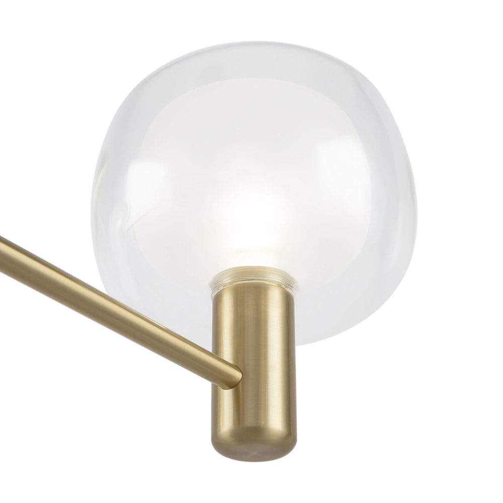 Lampadario Contemporaneo Vision Alluminio Oro 6 Luci Diffusori Vetro Trasp