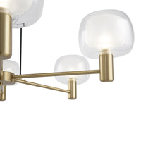 Lampadario Contemporaneo Vision Alluminio Oro 6 Luci Diffusori Vetro Trasp