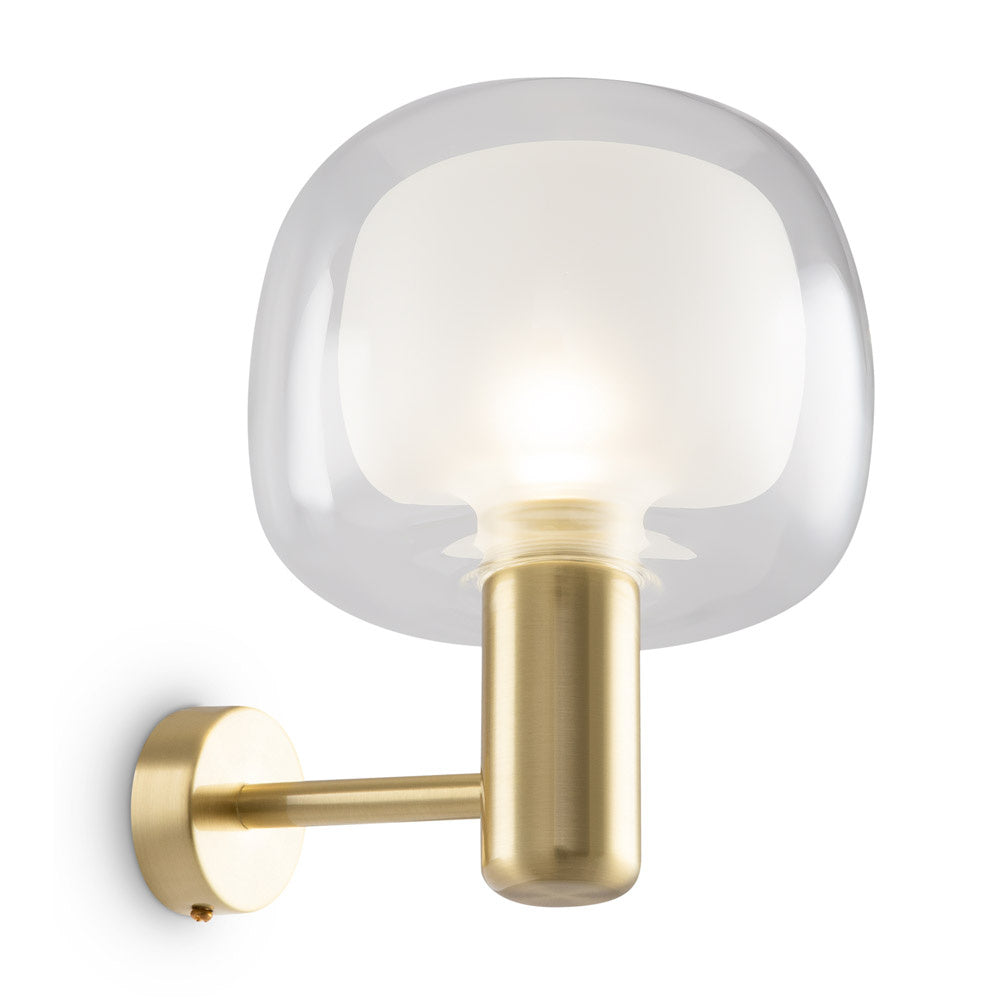 Applique Contemporanea Vision Alluminio Oro 1 Luce Diffusore In Vetro Trasp