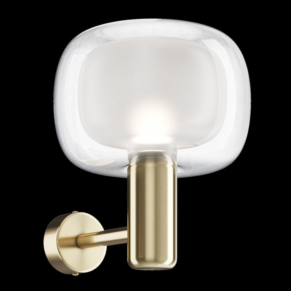 Applique Contemporanea Vision Alluminio Oro 1 Luce Diffusore In Vetro Trasp