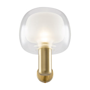Applique Contemporanea Vision Alluminio Oro 1 Luce Diffusore In Vetro Trasp