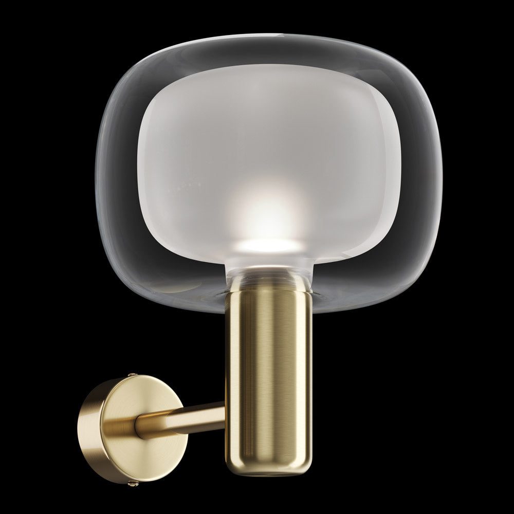 Applique Contemporanea Vision Alluminio Oro 1 Luce Diffusore In Vetro Trasp