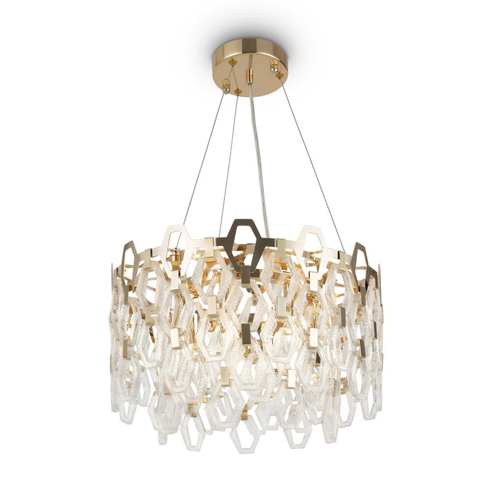 Lampadario Contemporaneo Tissage Metallo Oro 7 Luci