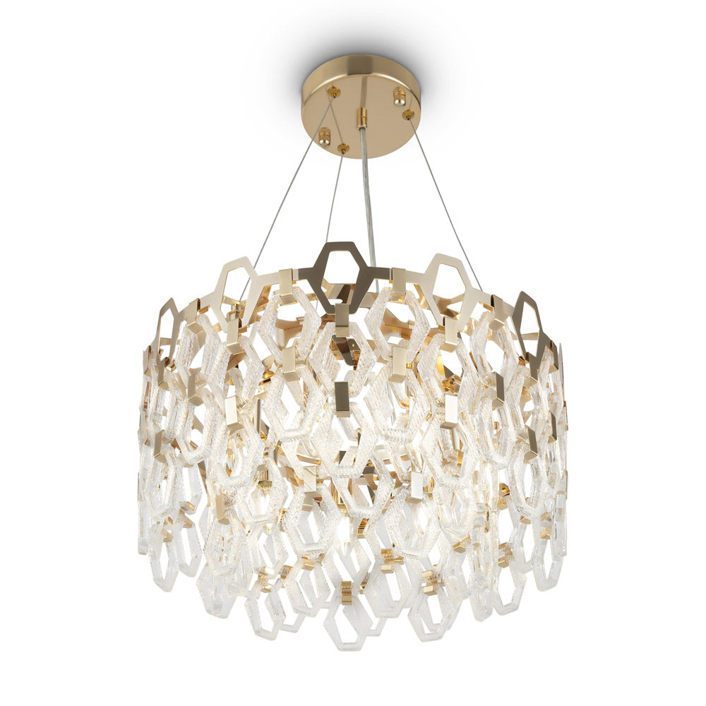 Lampadario Contemporaneo Tissage Metallo Oro 7 Luci
