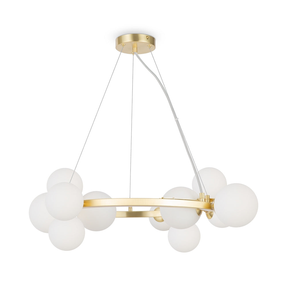 Lampadario Contemporaneo Dallas Metallo Bianco 11 Luci Diffusori Vetro Bianco