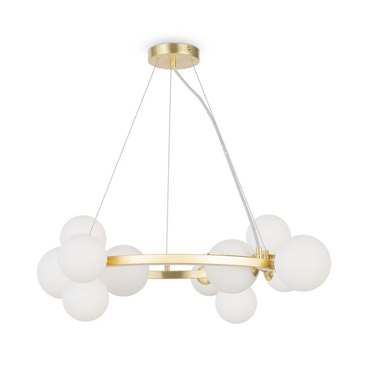 Lampadario Contemporaneo Dallas Metallo Bianco 11 Luci Diffusori Vetro Bianco