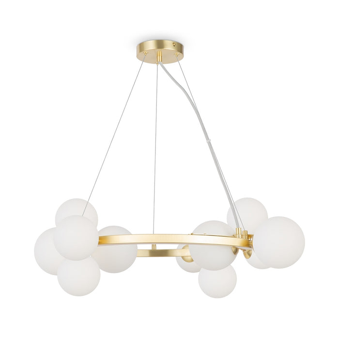 Lampadario Contemporaneo Dallas Metallo Bianco 11 Luci Diffusori Vetro Bianco