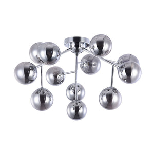 Lampada da soffitto Contemporanea Dallas Metallo Cromo 12 Luci Diffusori Fumè
