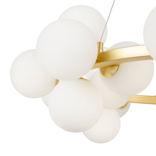 Lampadario Contemporaneo Dallas Metallo Oro 25 Luci Diffusori Bianco Opaco