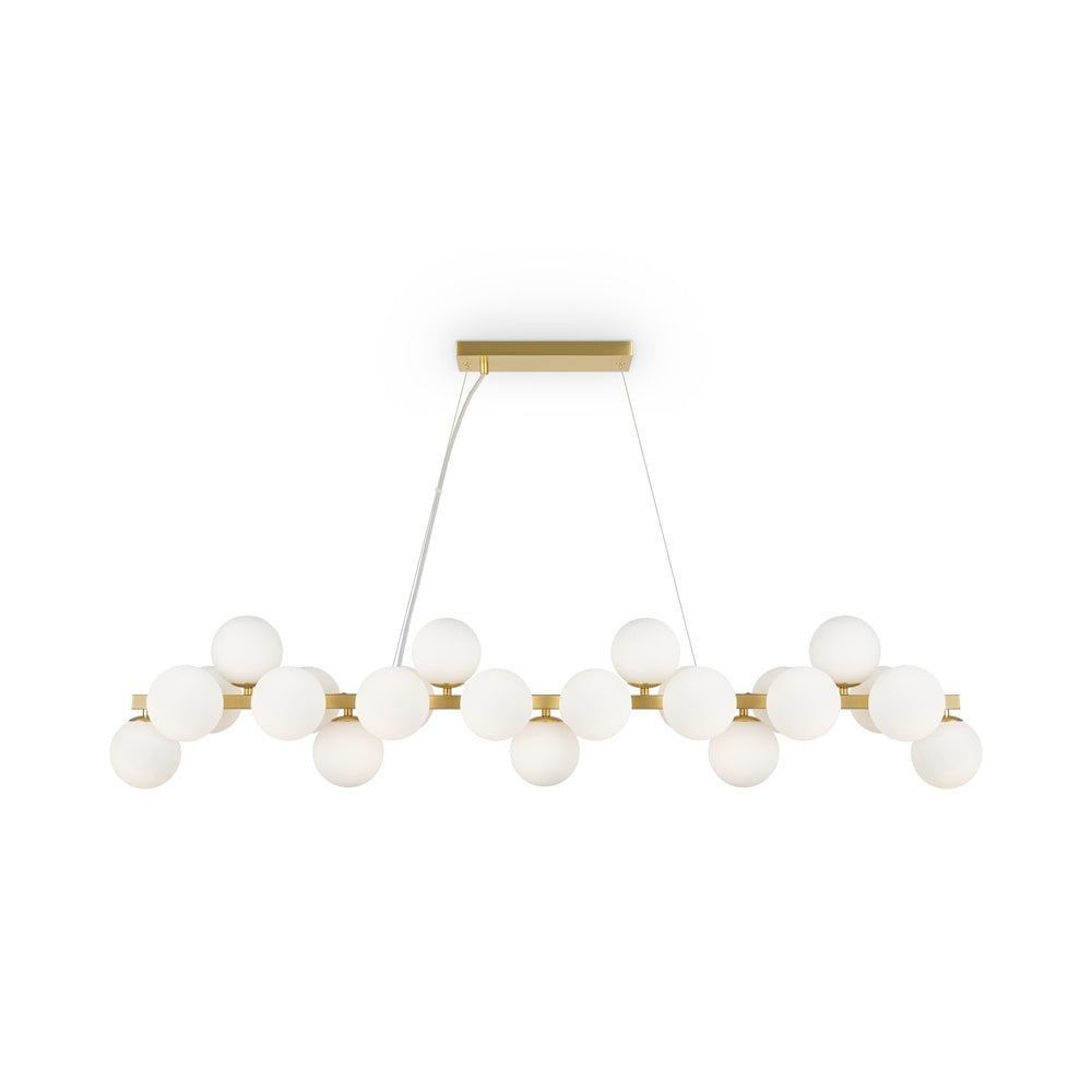 Lampadario Contemporaneo Dallas Metallo Oro E Bianco 25 Luci Diffusori Vetro